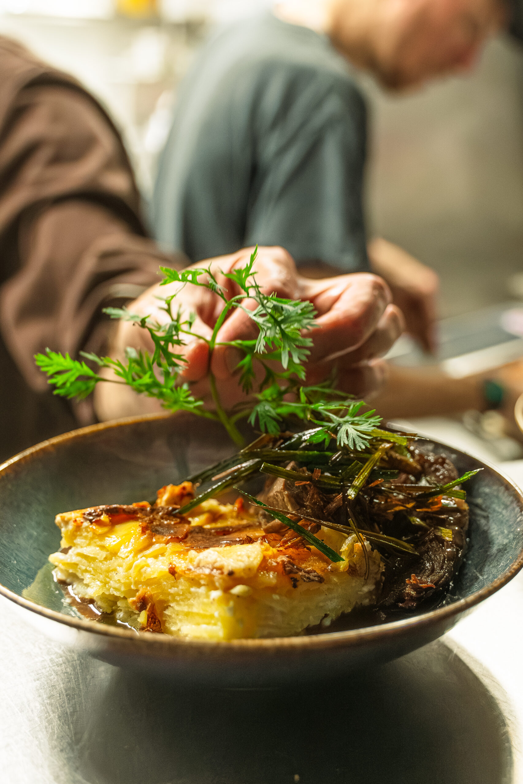 Assiette en préparation en cuisine